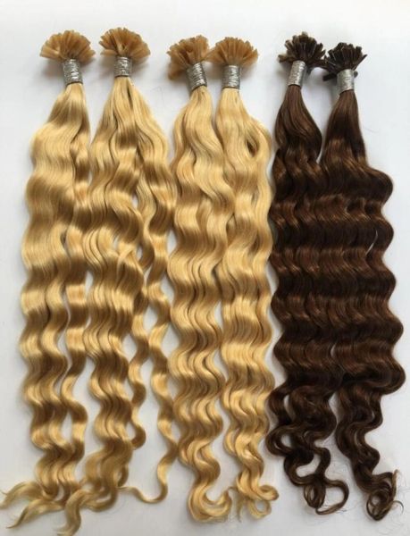 

indian virgin hair 1gstrand deep curly nail tip hair extensions1495312, Black