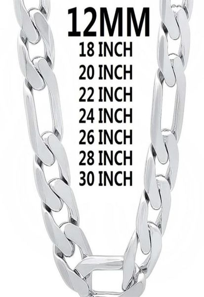

solid 925 sterling silver necklace for men classic 12mm cuban chain 1830 inches charm fashion jewelry wedding 2202091416130