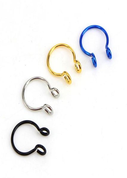 

stainless steel nose piercing u shaped fake nose ring hoop septum tragus piercing nipple piercing jewelry3390771, Silver