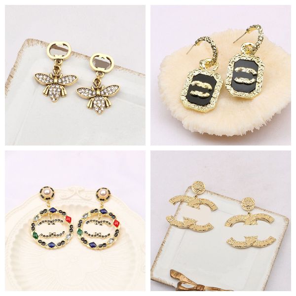

simple designer earring round stud earrings letter jewelry women for women wedding christm gifts 20 style, Golden;silver