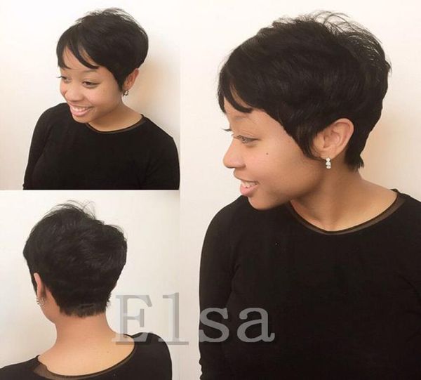 

rihanna pixie cut short hair style cuts 7a brazilian human short hair bob wig with baby hair lace front wig for black women8375279, Black;brown
