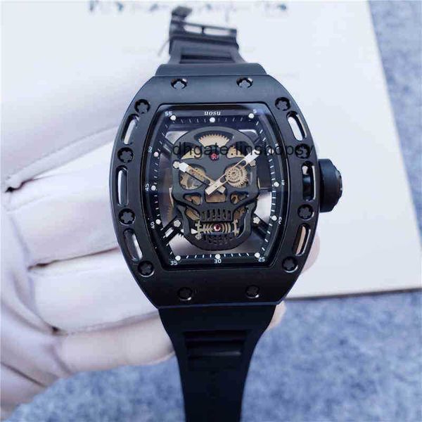 

atourbillon lluxury mens mechanical watch automatic male skull pattern silicone bracelet richa milles swiss movement wristwatches, Slivery;golden