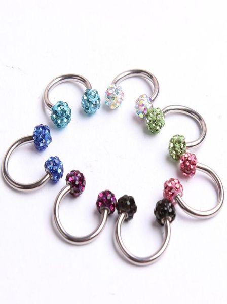

nose pin n26 30pcs mix 10colors body piercing jewelry shamballa disco ball eyebrow ring nose ring2743801, Silver