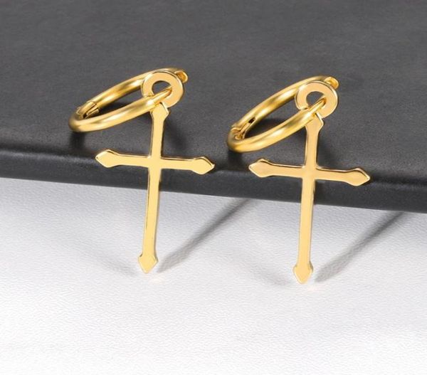 

stud fashion hoop cross drop dangle ear studs earrings for women harajuku style gold color clous d039oreilles charm jewelry guy4386344, Golden;silver