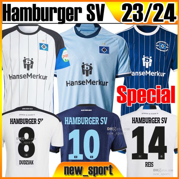 

23 24 hamburger sv soccer jerseys home white away blue 2023 hsv manner kinder uniformen men kids kit add socks full sets jersey football shi, Black;yellow