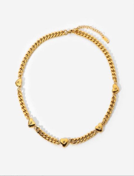 

2022 new ins style tennis with the same titanium steel 18k goldplated stainless steel three love inlaid zirconium cuban chain nec8166090, Black