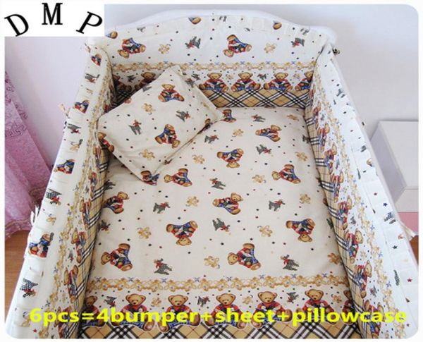 

promotion 6pcs cribs for babies baby bedding set kit berco baby cotton curtain crib bumperinclude4bumperssheetpillowcase8361695