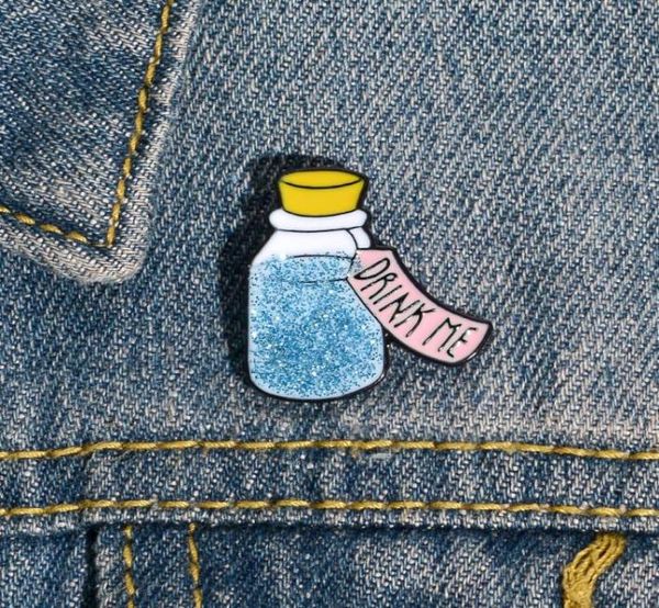 

cute small blue bottle funny enamel brooches pins for women christmas demin shirt decor brooch pin metal kawaii badge fashion jewe6183375, Gray