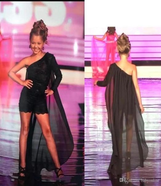 

new black girl pageant dress one shoulder lace appliqued little kids birthday party dress with cape flower girl dress red carpet1281587, White;red