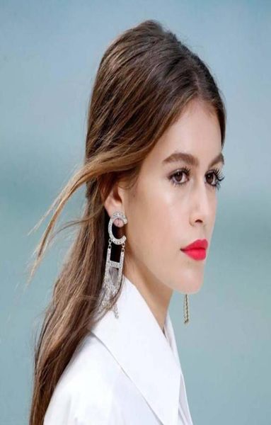 

letter dangle earrings for women shiny crystal tassel model tstage show earrings jewelry wedding jewelry1768357, Silver