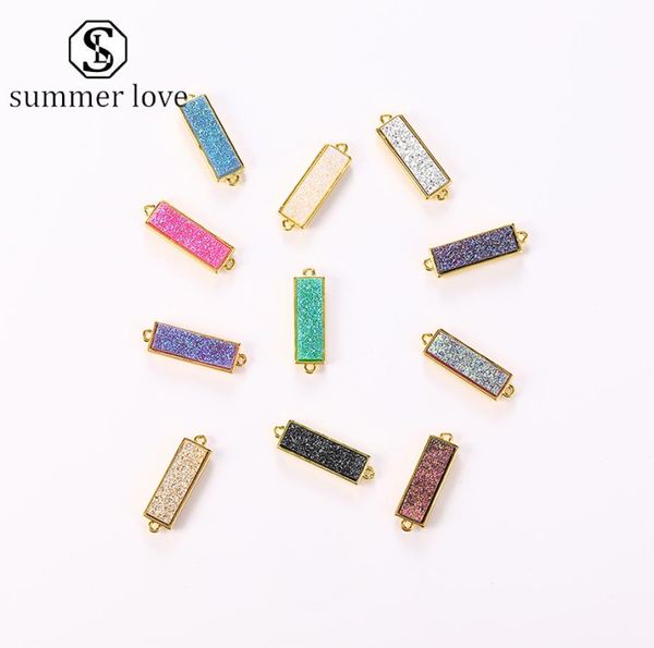 

whole rectangle drusy druzy resin good quality pendant gold crystal for bangle bracelet necklace diy making jwerly for womeny9253228, Bronze;silver