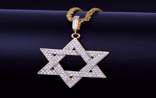 

new men039s hip hop jewelry gold six horns star pendant necklace charm bling cubic zircon rope chain for gift8815702, Silver