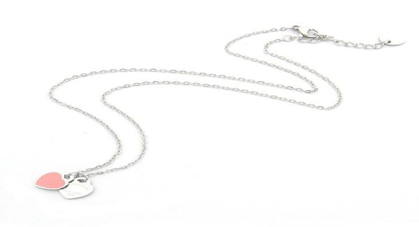 

pendant necklaces titanium steel t lettering double heart lettering necklace ot buckle chunky couple necklace single diamond 18k g2022158, Silver