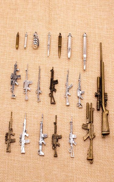 

20 pieces charm for making jewelry diy weapon sniper machine gun bullet grenade hj1224138201, Bronze;silver