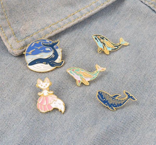 

whale dolphin marine animal enamel pins seagull hat backpacks clothes metal badge lapel brooch jewelry gift whole2628303, Gray