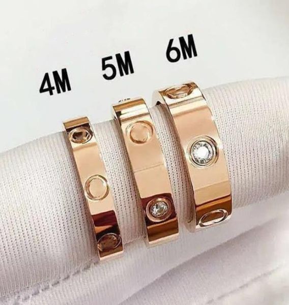 

love screw ring mens band rings 3 diamonds designer luxury jewelry women titanium steel alloy goldplated craft gold silver rose n7407234, Slivery;golden