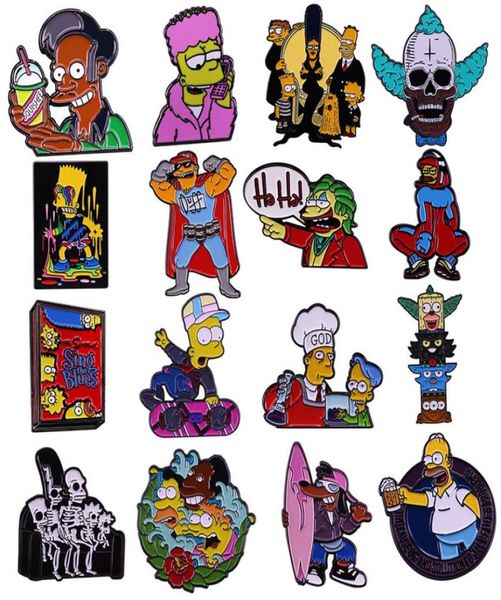 

cartoon creative funny animation the simpsons situation comedy enamel pins metal brooch badge bag accessory gifts9041343