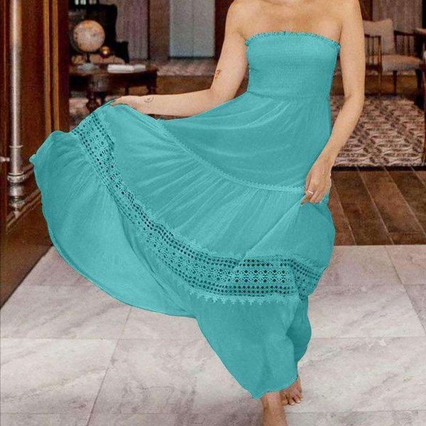 

womens clothing pure color tube stitching hem long sleeveless retro bohemian waist dress, Black;gray