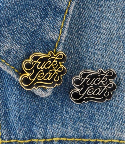 

brand black gold letter word creative brooch ornament denim special personality badge lapel cartoon pins enamel3247209, Gray