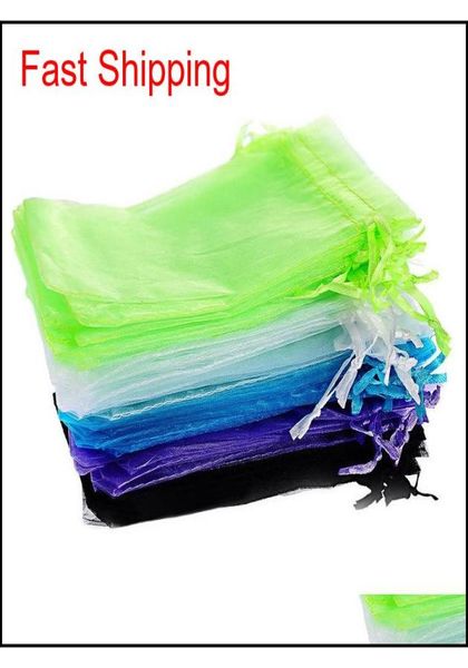 

jewelry pouches bags 7x9cm mixed organza wedding party favor xmas gift purple blue pink yellow bla qylfki nana shop3506092, Pink;blue