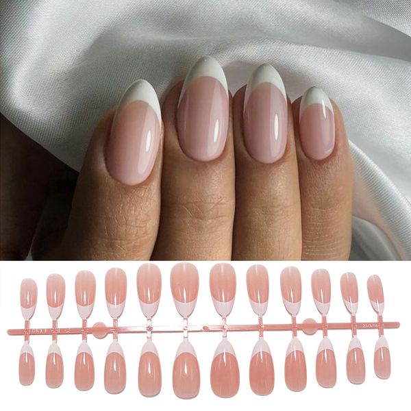 

false nails 240 pieces natural french tips fake nail 12 sizes almond press on false nails bulk for nail extension system summer accessories, Red;gold