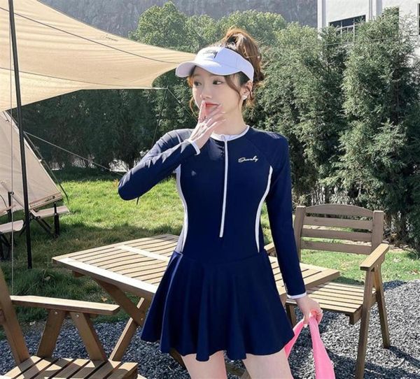 

women one piece swimwear sports full sleeve zipper surfwear swimwear24708047539