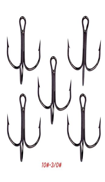 

100pcslot 9 sizes 1030 35647 black triple anchor hook high carbon steel barbed carp fishing hooks fishhooks pesca tackle bl47168677
