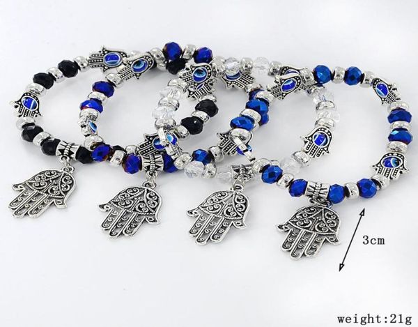 

bead charm bracelet jewelry fatima palm evil eye acrylic bead bracelets bangles women and men vintage jewelry whole dhl7103496, Golden;silver
