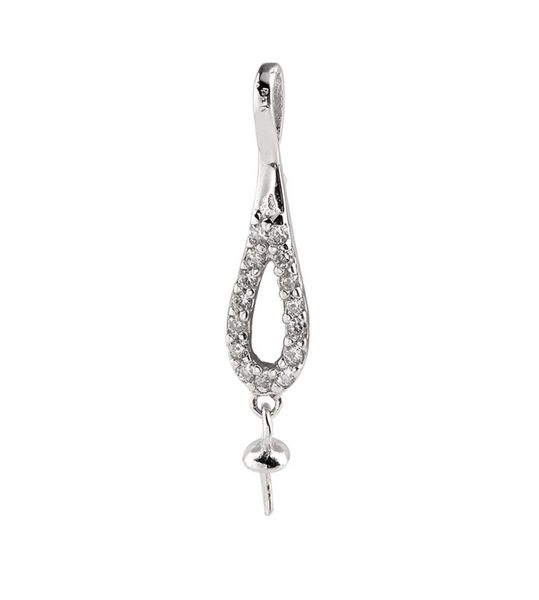 

10 pieces teardrop shape small charm pendant settings 925 sterling silver jewelry diy findings for pearl3421956, Slivery;crystal