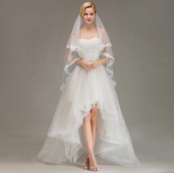

selling real pos short wedding veils two layers bridal veils with appliques bridal veil cpa14383438929, Black