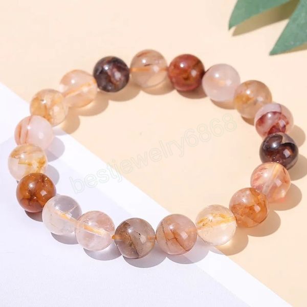 

natural stone yellow flower quartz bracelets women fashion jewelry reiki crystal stretch strand bangles couples wrist gift, Golden;silver