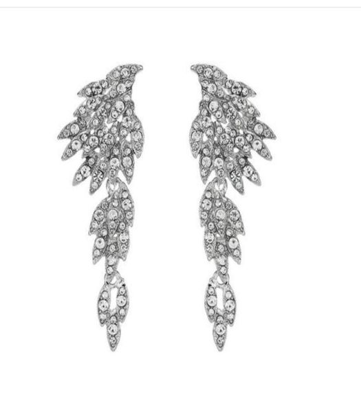 

elegant angel wings rhinestones wedding earrings for bride jewelry designer for prom evening dress4102940, White