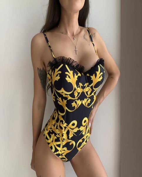 

underwire one piece swimsuit women ruffle brazilian print female ladies swimwear beachwear adjustable summer bather8647813, White;black
