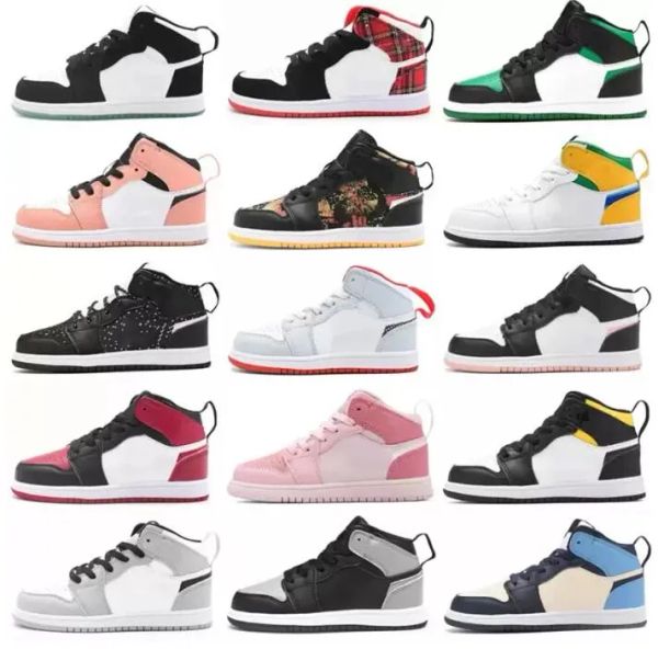 

2023 jumpman 1 low high baby kids basketball shoes travis obsidian chicago boy girls children toddler 1s sport trainer sneaker size 26-3 bwv, Black