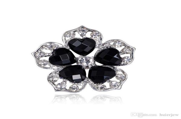 

pretty brooches for women retro style black big crystal brooch elegant black colored flower women brooch pins crystal rhinestone b6184712, Gray