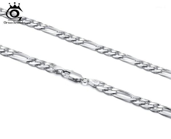 

chains orsa jewels trendy man woman figaro chain necklace 5mm diamondcut 925 silver jewelry party gift whole osc3419961580