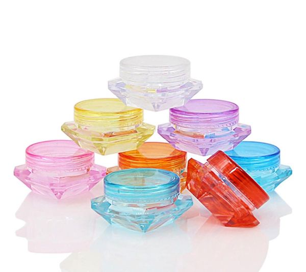 

2g 3g 5g empty diamond design cosmetic containers sample display jar bottle small plastic pot tin colored jars cream bottle9821846