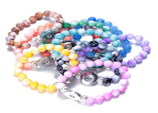

snap button natural stone beads bracelet bangles fit 18mm ginger buttons diy charm jewelry valentine gift kimterb826l z4586282, Golden;silver