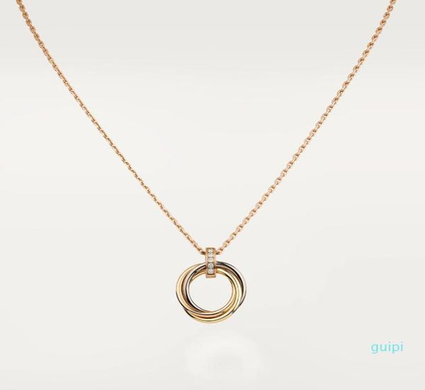 

2022 new fashion classic design cubic zirconia triple trinity necklace pendant women girls titanium steel wedding designer jewelry9284899, Silver