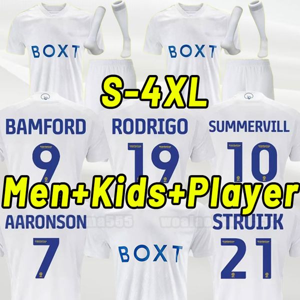

23 24 bamford llorente leeds unitedes soccer jerseys 2023 2024 adams aaronson harrison sinisterra james kids kit football shirt player versi