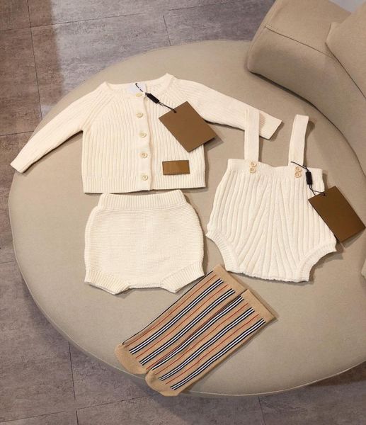 

spring autumn baby girl clothing set 03y infant knitted long sleeve bottom short sock 4pcs children cardigan girl clothes set3779660, White