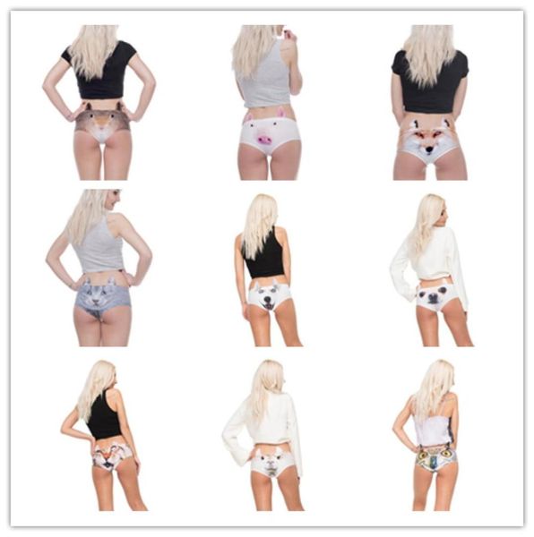 

women funny animals ears underwear kawaii pig dog kitty 3d printing briefs panties woman underwear 12 styles 5792262, Black;pink