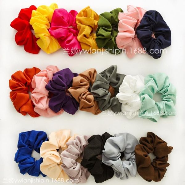 

color women girls solid sweet chiffon scrunchies elastic ring hair ties accessories ponytail holder hairbands rubber band scrun1695878, Slivery;white