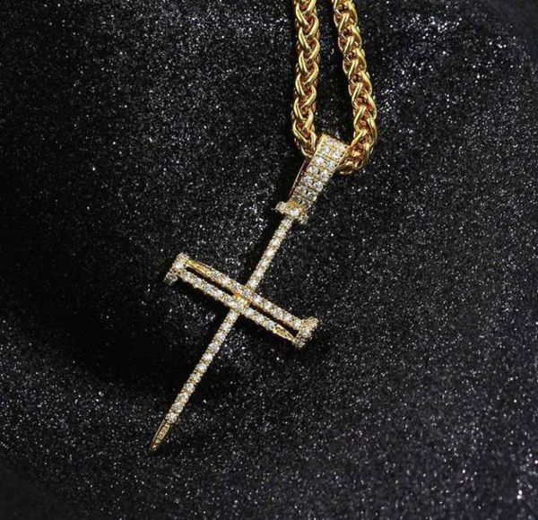 

designer necklaces grade quality luxury zircon cross necklace fashion men women 18k gold plated hip hop necklace7396763, Silver