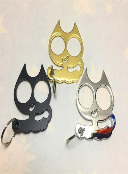 

super cute iron cat two finger buckle selfdefense supplies cat eye finger tiger key finger tiger5160674, Slivery;golden