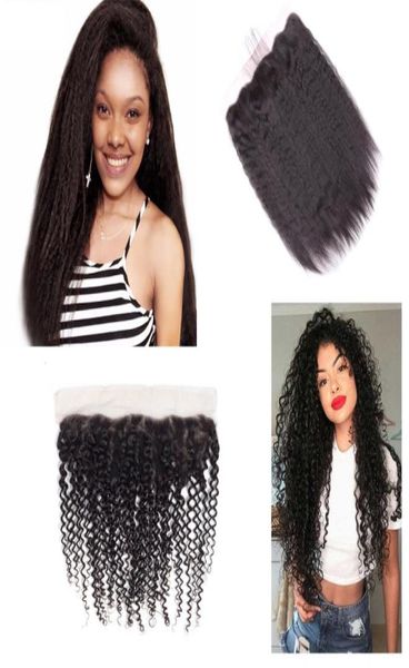

human hair brazilian malaysian peruvian indian remy human hair 13x4 lace frontal pre plucked baby hair kinky curly kinky straight 4238835, Black