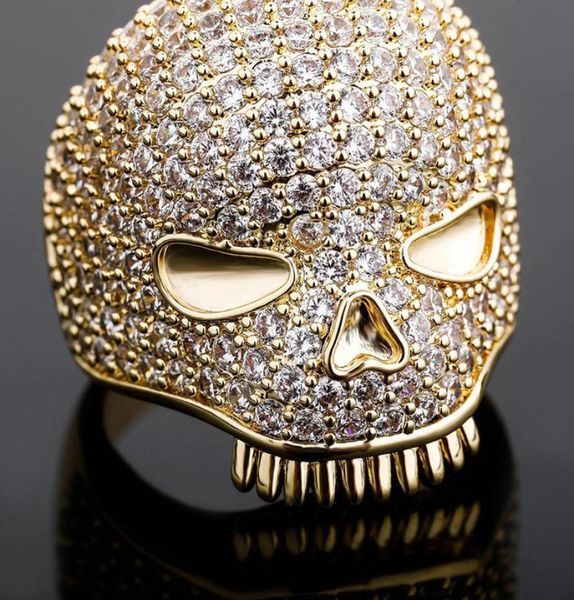 

iced out skull ring mens silver gold ring full diamond hip hop rings jewelry5336990