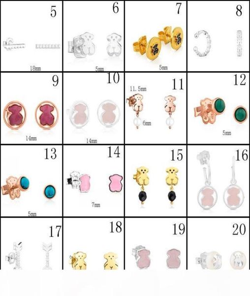 

2020 100 925 sterling silver bear stud earrings classic pierced stud earrings jewelry manufacturers whole 62552957, Golden;silver