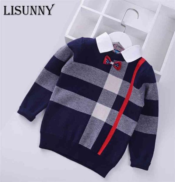 

shirt collar boys sweaters baby stripe plaid pullover knit kids clothes autumn winter children sweaters boy clothing 2109021198987, Blue