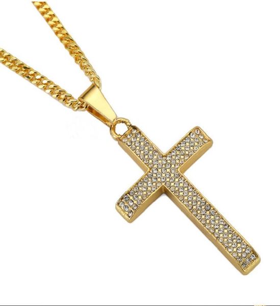 

fashion hip hop men cross pendant necklace jewelry for rhinestone design american star micro rock rap mens necklaces5608258, Silver